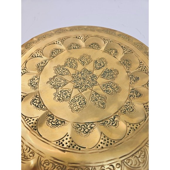 Vintage,Brass Tray,Indian Tray,Indian brass Tray,Serving Tray,Round - Picture 5 of 10
